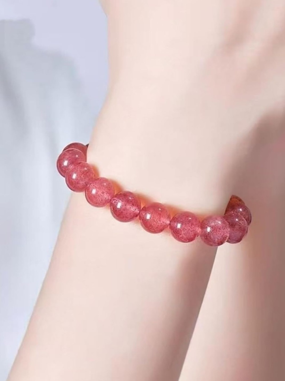 🆕New Strawberry Quartz Crystal Gemstone Bracelet-8mm - Picture 3 of 3